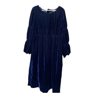 Nelly Stella Blue Velvet Dress Girls Size 14 Holiday Formal Lined Cotton Long